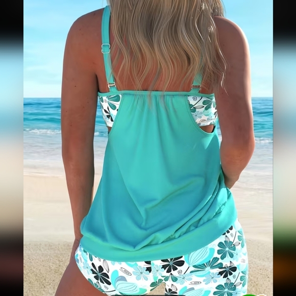 Women's Aqua Floral Swim Set - Picture 2 of 10